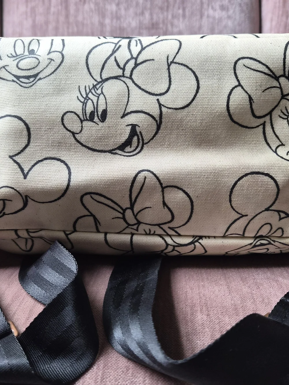 Petunia Pickle Bottom Disney Mickey Canvas Messenger Bag - Cream & Black